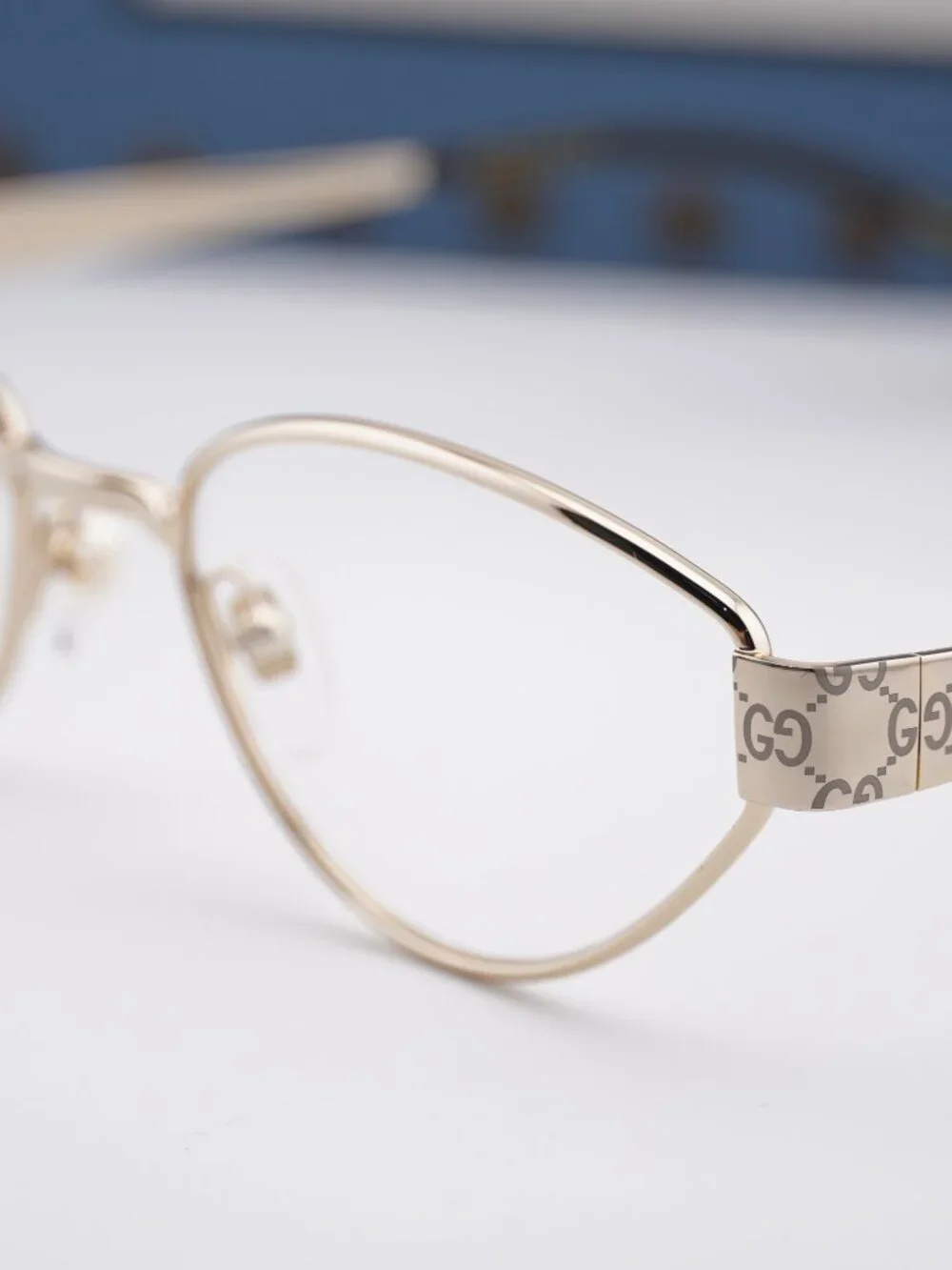 Gucci GG1853O 001 Cat Eye Eyeglasses 54mm - Gold with GG Pattern